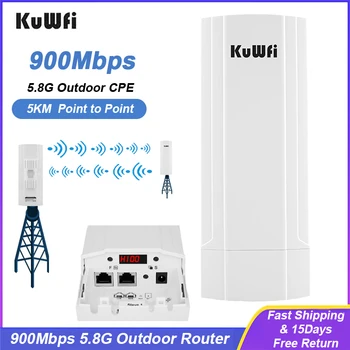 KuWfi Āra Wifi Repeater 900Mbps 5.8 G Bezvadu Maršrutētāju Ilgi Diapazona Paplašinātājs 5KM Wifi Pārklājuma Kameras Gigabit Ethernet Ports