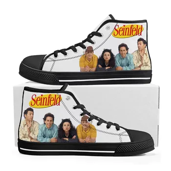 Seinfeld Sitcom High Top Augstas Kvalitātes sporta kurpes Vīriešu Sieviešu Pusaudžu Audekls Sneaker Ikdienas Pasūtījuma Izgatavotas Kurpes Pielāgot Kurpju DIY