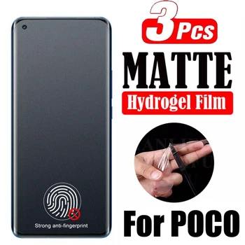 3PCS Matēts Hidrogelu Filmas Xiaomi POCO F2 Pro F3 F4 GT X3 NFC X4 Pro 5G Priekšējā Atpakaļ Ekrāna Aizsargs, lai POCO M5 M5S M2 M3 M4