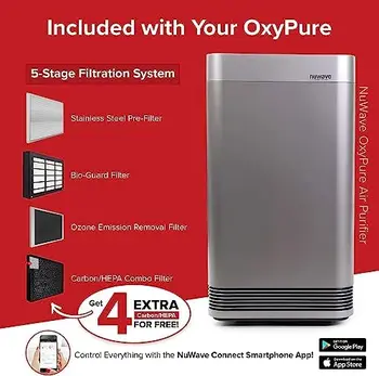 OxyPure Smart Gaisa Attīrītājs, Papildus Liela Istaba ar 5-Pakāpju Filtrēšanas Sistēmu, Uzrauga Gaisa Kvalitāte un Pielāgo 6 Ventilators Spee Tun Slee