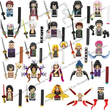 KF6162 KF6163 KF6142 Mini rīcības rotaļlietas skaitļi Celtniecības Bloki Demon Slayer Hatengu Dake Giytarou anime ķieģeļi dāvanas