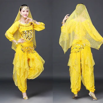 Pieaugušo Skatuves Sniegumu Indiešu Dejas bellydance Kostīmi Austrumu Vēdera Deju Valkāt Elsas, Multi Krāsu Bollywood Dejas Tērps