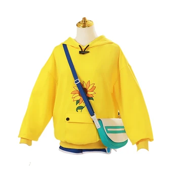 Anime Brīnums, Olu Prioritāte Ohto Ai Cosplay Kostīmi Pelēkā Vārna Saulespuķu Dzeltena Džemperi Sporta Krekls Bikses, Parūka Matadatu Uzvalks