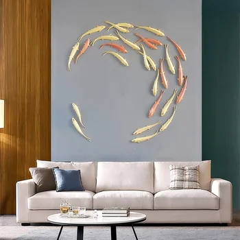 Sienu Apdare, kulons zivju gaismas luksusa dzīvojamās istabas fona sienas radošo sienu apdare, restorāns apdare