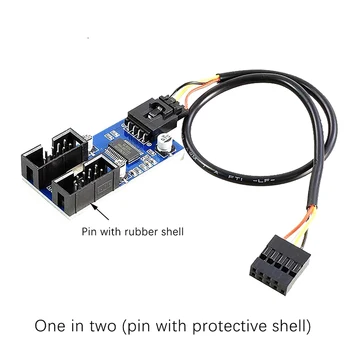1Pc USB 9 Pin Interfeisu Galvenes Mātesplati Pagarināšanu Sadalītājs no 1 Līdz 2 Kabeļa Darbvirsmas USB2.0 HUB Savienotāji, Adapteri, Ostas