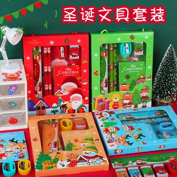 2022 cute Karikatūra Ziemassvētku dāvanu kancelejas piederumu komplekts bērniem ir nelielas dāvanas skolas piederumi 6-gabals dāvanu kastes dāvanu komplekts no Kontinentālās Ķīnas