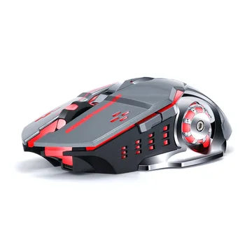 Bezvadu pele 2.4 G uzlādējams izslēgtu 4-krāsu elpa gaismas gaismas 6 taustiņi 2400DPI datoru, klēpjdatoru esports spēļu