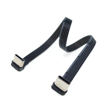 USB 2.0 Type-C Plakano Kabeli Paplašināšanu, ražošanas procesu kontroles Kabeli USB 2.0 USB-C 90° uz Augšu/uz Leju Leņķa Spraudni, 5CM-1M