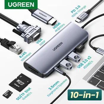 UGREEN USB C HUB 4K HDMI Adapteris, USB C līdz RJ45, USB 3.0 PD 100W Doks MacBook Pro Gaisa M2 M1 USB-C C Tipa 3.1 Sadalītāja USB CENTRMEZGLU