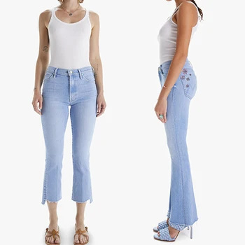 Sieviešu Daisy izšuvumi džinsi 2023 jaunās modes slim potītes garuma džinsa bikses