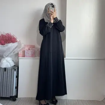 Pavasarī, Rudenī Jaunu Musulmaņu Kleitu Modes Malajiešu Garas Pērļu Drēbes ar garām Piedurknēm Abayas Sievietēm Vestidos Arabes Dubaija Y Turcos