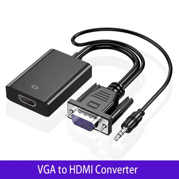 Full HD 1080P VGA uz HDMI-saderīgam Converter Adaptera Kabeli Ar Audio Izeja, VGA, HDMI Adapteri PC klēpjdatoru HDTV Projektors