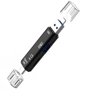 5 In 1 USB 2.0 Type C/USB /Micro-USB/TF/SD Atmiņas Karšu Lasītājs OTG Adapteri Karšu Lasītājs Mobilo Telefonu Aksesuāri