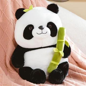 Gudrs Panda Plīša Rotaļlieta Ar Bambusa Caurule Ērti Kokvilnas Hugging Lelle Dāvana Dzimšanas Dienā