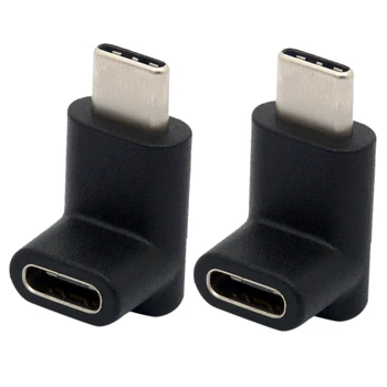 2X 90 Grādu C Tipa Adapteris, USB C Vīriešu Adapteri Augšup Un Lejup Leņķveida USB-C USB 3.1 Tipa C Savienotājs