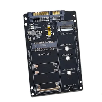 NGFF+MSATA uz SATA3.0 Adapteri, izņemiet atmiņas Karti M2 TAUSTIŅU B-M 6G SSD diska Interfeiss Konversijas Karte