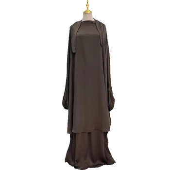 Ramadāna-Musulmaņu Sieviešu Lūgšanas Apģērba Khimar Jilbab 2 Gabals, Kas Eid Virs Galvas Kapuci Abaya Islāma Burqa Svārki Drēbes Pieticīgs Apģērbs
