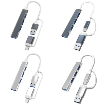 C tipa ar USB 2-in-1 HUB Doks USB 3.0 3.0 2.0 Hub 4-Port Sadalītājs Daudzu OTG Adapteri, lai Huawei Lenovo Macbook Xiaomi Alumīnija