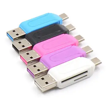 2 In 1 USB Type C / USB / USB TF Atmiņas Kartes Universālā Lasītājs OTG Adapteri KARSTĀ Mini Card Reader For PC Mobilo Telefonu