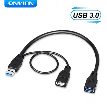 Onvian USB 3.0 Sadalītāja Kabeli USB 3.0 Vīriešu Dual USB A Female Ligzda Y HUB USB Sadalītājs Lādētāju un Datu Pārsūtīšanas pagarinātāja Vads