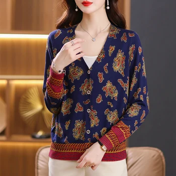 Drukāt Vintage Knitwears Džemperis Rudens korejiešu Stila Vīriešu Apģērbu Augstas Kvalitātes Vienas krūtīm, Jakas, Lai Sieviete