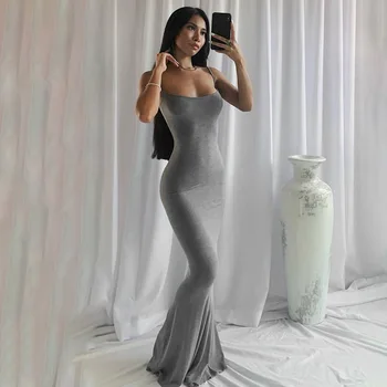 Eiropas un Amerikas Sieviešu Apģērbu 2023 Kardashian Skims Gadījuma bez Piedurknēm, ar Augstu Starām. Slim Montāžas Zeķu Kleita