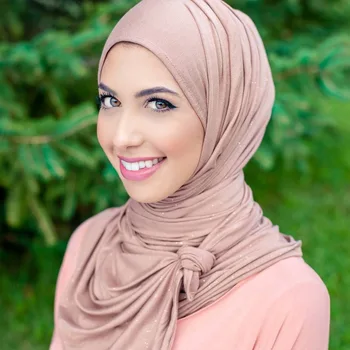 Elastīga Mirdzēt Kokvilnas Džersija Hijab Šalle Musulmaņu Sievietēm Vienkārša Šalle Musulmaņu Galvas Lakatu Wraps Sieviešu Foulard Turban Šalles