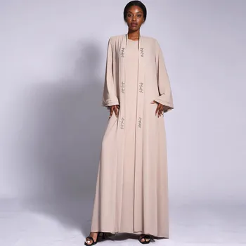 2 Gabals Atbilstošo Kopas Atvērt Abaya Dimaonds Musulmaņu Sieviešu Jaciņa Iekšējo Kleitu, Uzvalku, Dubaija Kaftan Islāms, Arābu Drēbes Ramadāna Kimono Kleita