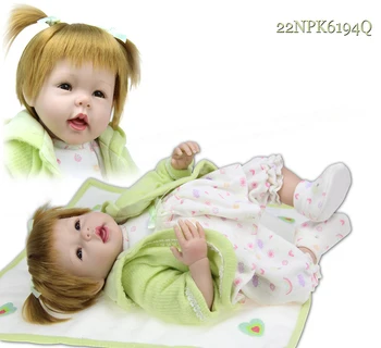 Zelta Matu Reāli Baby Lelle Cietā Silikona Rotaļlietas Babydoll Meitenes Klāt 22