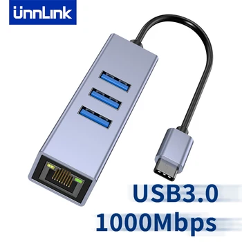 UNNLINK USB Adapteri Ethernet CENTRMEZGLS 1000Mbps USB3.0 RJ45 Lan Adaptera Kabeli, Lai Portatīvo DATORU Xiaomi TV Macbook USB-C HUB Tīkla Kartes