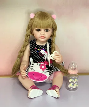 50cm Atdzimis Lelle Spilgti Jaundzimušo Simulācijas Baby Girl bebe Lelles Mīkstas gari mati princese Bērniem Kids Izglītojošās Rotaļlietas dāvanu