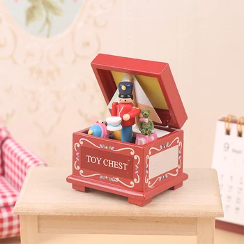 1:12 Leļļu Namiņš Miniatūras Ziemassvētku Rotaļu Kastes, Koka Riekstkodis Karavīrs Modelis Uzglabāšanas Kaste Leļļu Nams Dzīves Skatuves Dekori Aksesuāri