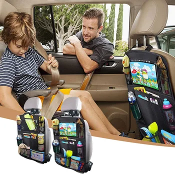 Auto aizmugures sēdekļa Organizators ar Touch Screen Tablet Turētājs + 9 Glabāšanas Kabatas Kick Paklāji Auto Sēdekļa Muguras Aizsargi Bērniem, Mazuļiem