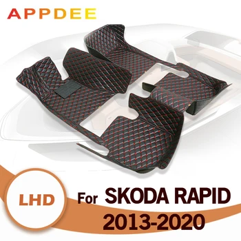 Automašīnas Grīdas Paklāji Skoda Rapid 2013 2014 2015 2016 2017 2018 2019 2020 Pasūtījuma Auto Foot Pads, Paklāju Segumu Interjera Aksesuāri