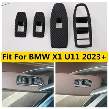 Iekšējo Durvju Roktura Balsts Loga Stiklu Pacēlāju Pogu Vadības Paneļa Dekori Rāmja Vāks Melns, piemērots BMW X1 U11 2023 2024 Piederumi