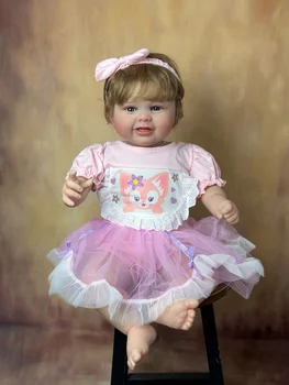 60 CM, Atdzimis Bērnu Pabeidzis, Lelle, Rotaļlieta, Jaunā Rokas-Sīki 3D Krāsu Ādas Silikona Toddler Meiteni Reāli Saģērbt Princese Bebe
