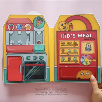 Burger Ātrās ēdināšanas Restorānu DIY Klusā Grāmata Materiāls Iepak Mātes-Bērna Interaktīvās Puzzle Spēle Grāmata