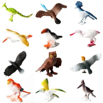 12pcs Multi-krāsu Putniem, Rotaļlietas, Plastmasas Modeli Putnu Skaitļi,Rīcības Attēls Putnu Dzīvnieku Imitācijas PVC Modelis Kolekcijas Rotaļlietas Bērniem