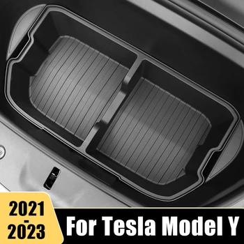 TPE Automašīnas Priekšā Uzglabāšanas Kaste Pad Bagāžnieka Paklājiņš Par Tesla Model Y ModelY 2021 2022 2023 Ūdensizturīgs Pārsegs aizsargslāni Renes Konteineru