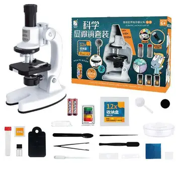 Mikroskopu Komplekts Lab LED 1200X Mikroskopu Mājas Skolas Izglītības Rotaļlieta, Dāvanu Rafinēta Bioloģisko Mikroskopu, Lai Bērns Bērnam