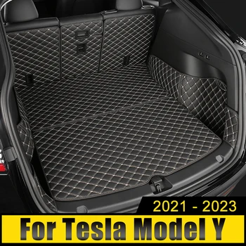 Bagāžnieka Aizsardzība Paklāji Tesla Model Y ModelY 2021 2022 2023 2024 Ādas Automašīnas Kravas Starplikas Paklāju Interjera Renes Vāks Gadījumā Pad