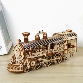 Koka Puzzle 3d Rīku Tvaika Vilcienu modeļu veidošanas koka Komplekti DIY Montāža Jigsaw Rotaļlieta Dāvana bērniem, Pieaugušajiem Kolekcija