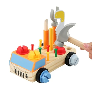 Koka Montessori Rotaļlietas Zēniem Bērniem, Uzgrieznis, Skrūves Demontāža, Montāža Fire Engine galda Spēles Mācību Līdzeklis, Rotaļlietas Vecums 3 4 5 6