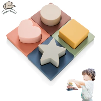 Bērnu Silikona Montessori Rotaļlietas Puzzle Numurs Formu salīdzināšana 3D Puzzle Spēle, kas Sajaukts Izglītības Rotaļlietas, Maņu Interaktīvās Rotaļlietas