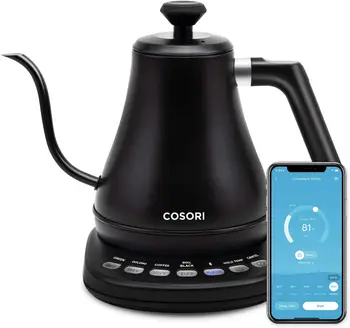 Gooseneck Tējkanna Smart Bluetooth ar maināmu Temperatūras Kontroli, Pārlejiet Kafiju Tējkanna & Tējkannu, 100% Nerūsējošā Ste