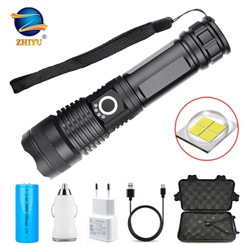 ZHIYU Augstas jaudas uzlādējams LED lukturītis USB Lāpu XHP50 Ūdensizturīgs 5 Režīmi Zoomable 26650 18650 Akumulatoru Kempings Medības