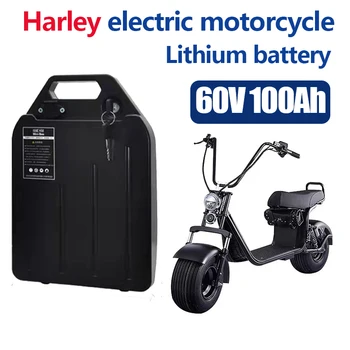 Harley elektriskā automašīna, ar litija akumulatoru ūdensizturīgs 18650 Akumulatoru 60V 100Ah divu Riteņu Salokāms citycoco elektriskā motorollera velosipēdu