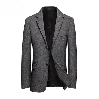 Vīriešu Formālu Uzvalku Jaka Biznesa Gadījuma Vilnas Maisījumi Ilgtermiņa piedurknēm Mētelis Modes Skaists Vīriešu Slim Fit Plus Žakete Izmērs 4XL