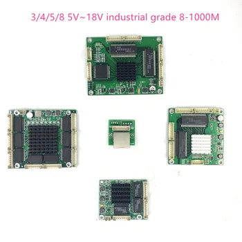 Rūpniecības Ethernet komutatoru Moduļu 3/4/5/8 Ostas Unmanaged10/100/1000mbps valdes OEM Auto-sensing Ostas valdes 5V12V18V Mātesplati